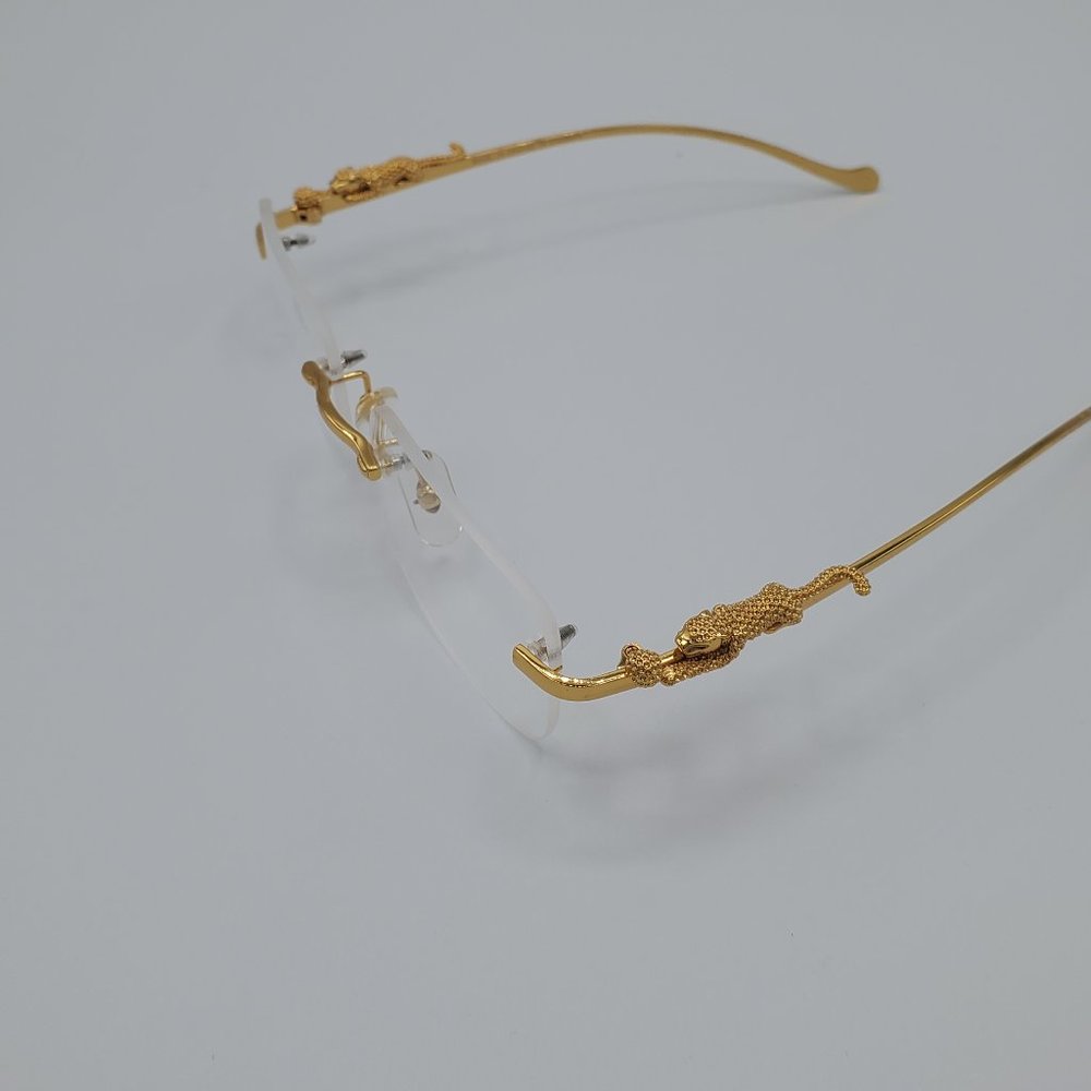 🆕Cartier Retro Men Women Clear Gold Sunglasses